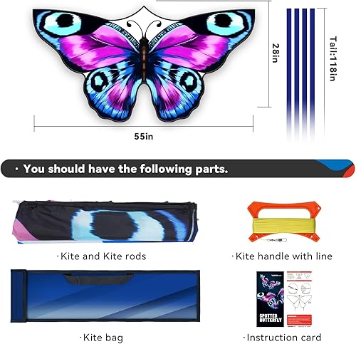 Miniatura 4 de SGftre Coloridas cometas de mariposa fáciles de volar, enorme cometa para niños y adultos, cometa de playa para actividades familiares al aire libre