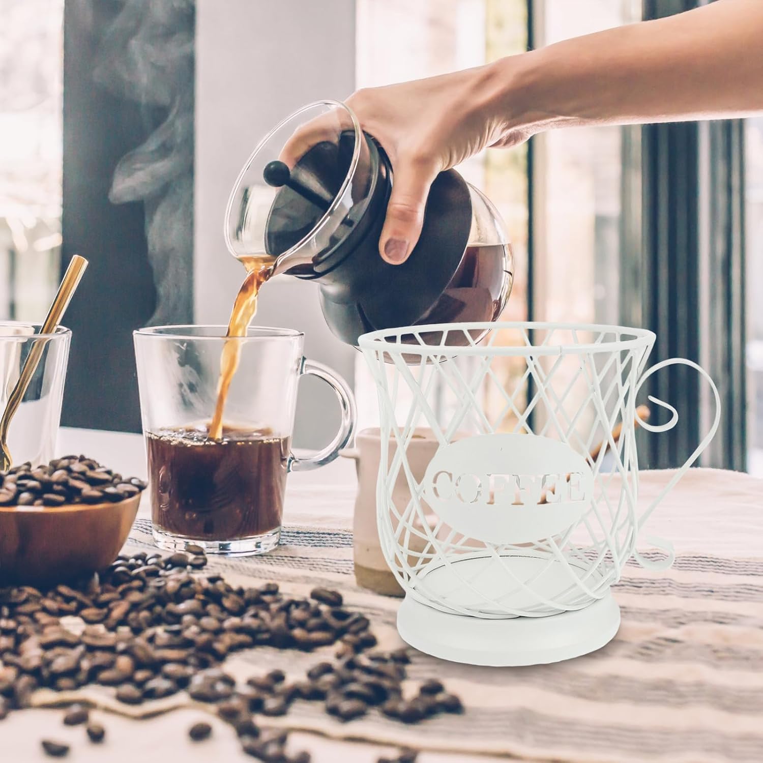 1pc Metal Holder Accessory Coffee Capsule Cup Storage Basket Organizer