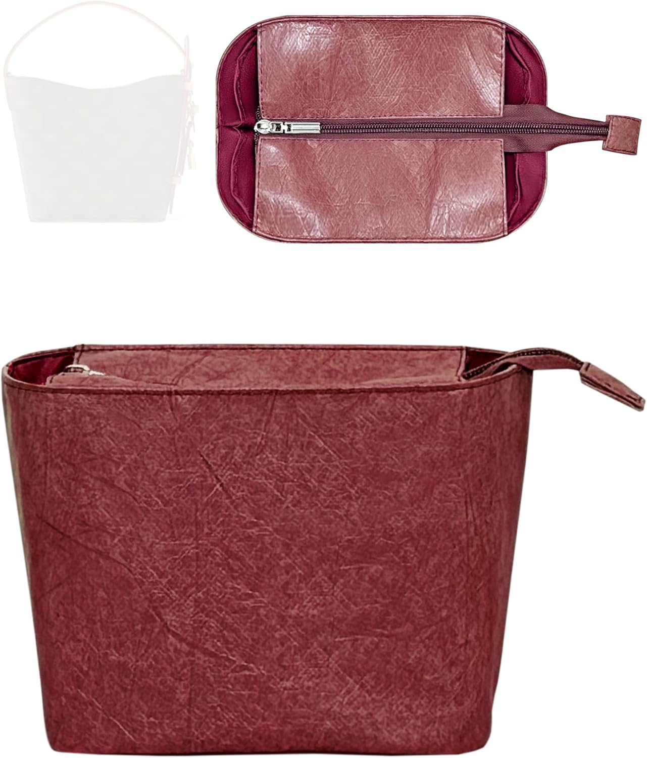Purse Organizer Insert, Slim Inside Storage Bag Organizer Insert Fit for LV All In BB Bucket Bag Lightweight Inside Storage Pouch (Style-02, BB)