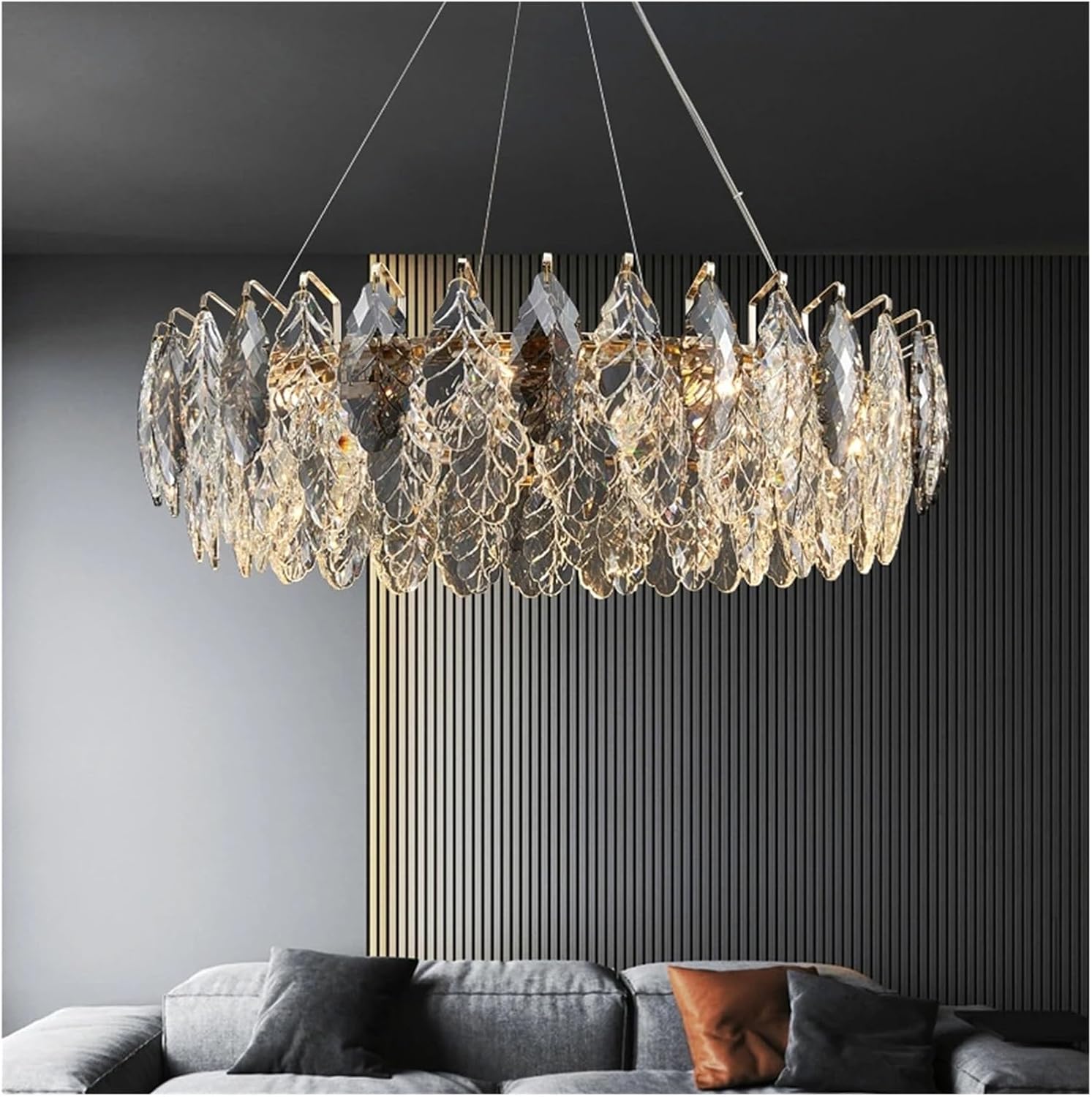 LED Dimmable Crystal Goose Feather Gold Silver Lustre Chandelier Lighting Suspension Luminaire Lampen,for Decoration