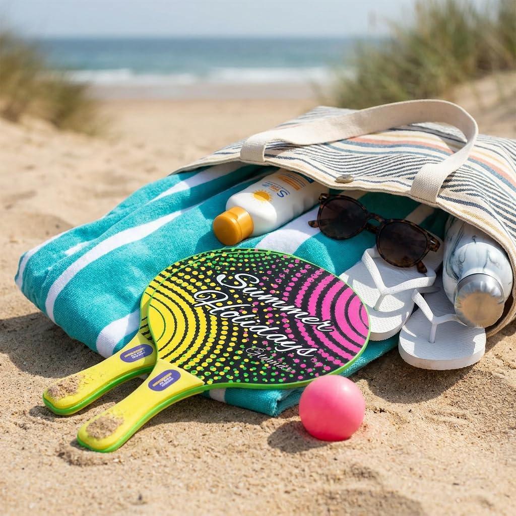 Aktive Lot de 2 raquettes de plage 22x30x47 cm avec sac à balles et filet