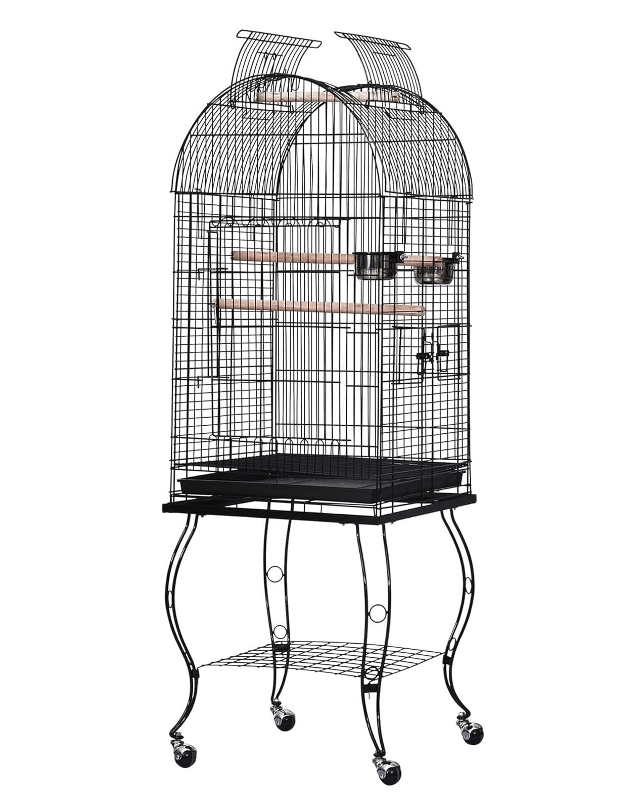 Jaulas para Pajaros Jaula para Pájaros De Metal con Soporte Y Ruedas Jaula Grande con Bandeja Extraíble 4 Puertas Y 2 Comederos para Loros Guacamayos Jaula Pajaros Jaula Agapornis