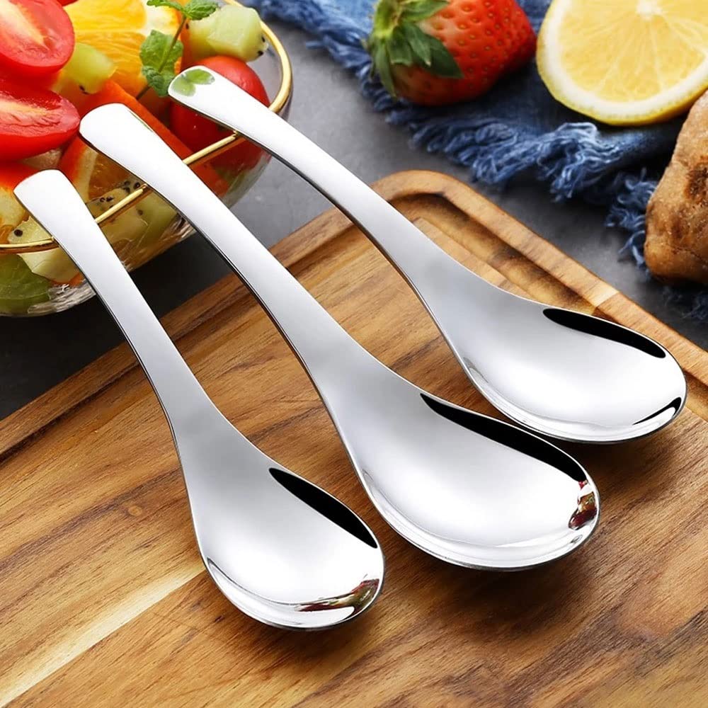 Moisture Set di Cucchiai Sfusi Cucchiai da zuppa Casa Cucina Profumi Ampia capacità Specchio in Argento Ponte lucidata for zuppa di Riso for la tavola Cucchiai da Mangiare (Quantity : 6)