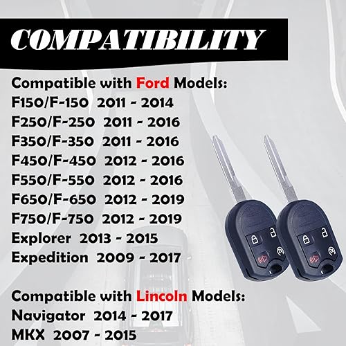 Miniatura 4 de MechanMagic Llavero de repuesto para CWTWB1U793 Ford F-150/F150 2011-2014 F-250 F-350 Super Duty 2011-2016 F-450 F-550 F-650 Explorer Expedition