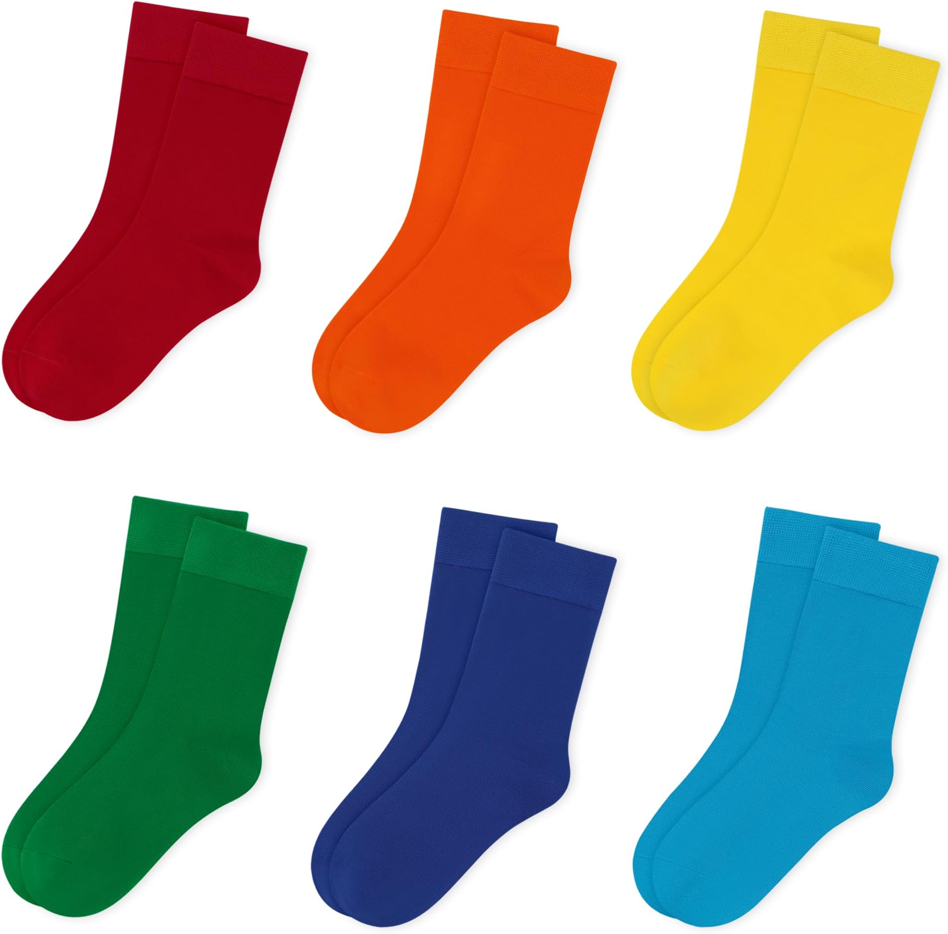 Kids Thin Crew Socks Viscose Bamboo Colorful Breathable Socks for Boy Girl Funny Solid Dress School Uniform 6 Pairs