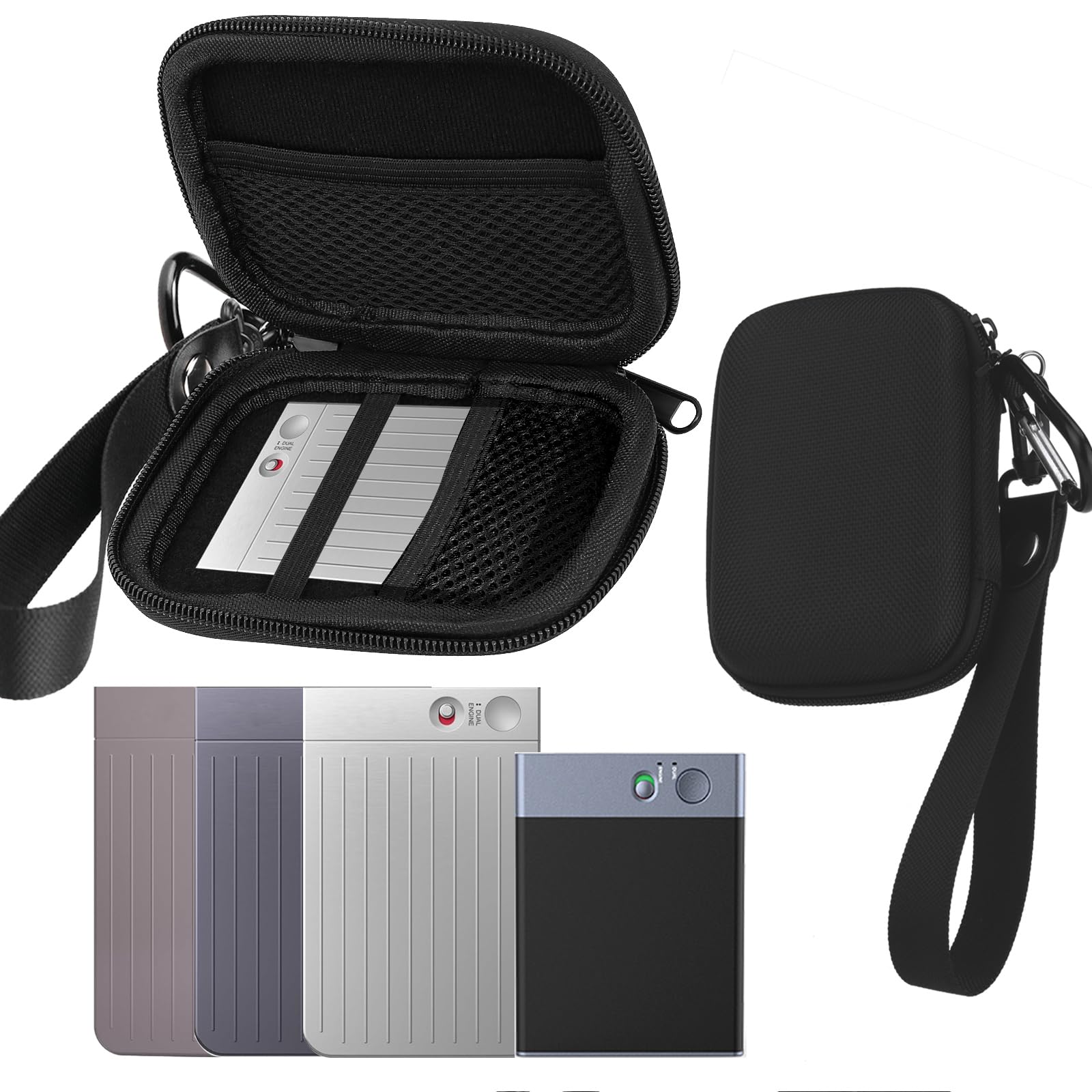 EBOAUSI Portable Protection Hard EVA Case for Digital Voice Recorder, Magsafe Battery Pack, iPod, GPS, Memory Cards - Waterproof, Dustproof, Zipper Closure - Black