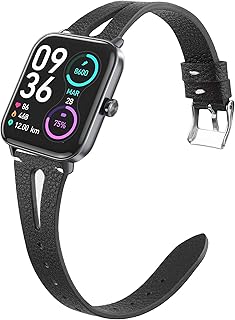 IDW13,IDW16,IDW19 Smartwatch Bands, Lamshaw Slim Vintage Leather Strap Replacement Compatible for TOOBUR,TEMINICE,VRPEFIT,Konitee,Gydom,Faweio IDW13 Watch / Woneligo W3 / TOOBUR,Faweio IDW16 Watch / Quican W16 Watch / MILOUZ,Amzhero,A-TGTGA,TOOBUR IDW19 Watch