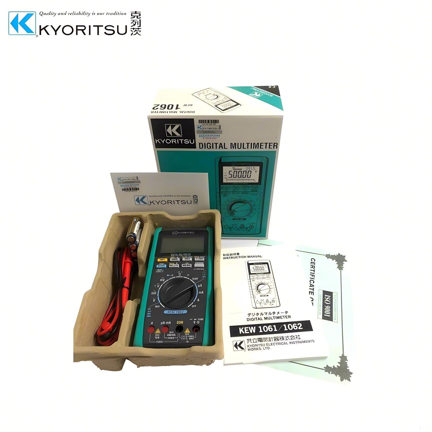 Contents of the KYORITSU Digital Multimeter package