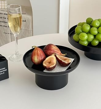 gugululu Kitchen Counter Fruit Bowl, Black High Base Fruit Holder Modern Bread Basket Stand for Home Kitchen Decorative Fruit and Vegetable Holder Storage