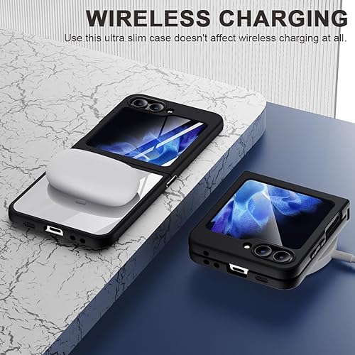 Miniatura 6 de Funda para Samsung Galaxy Z Flip 5 Mirror Case, Flip Z 5 con conector de bisagra subpantalla y protector de cámara TPU Edge Anti-Shock Cover