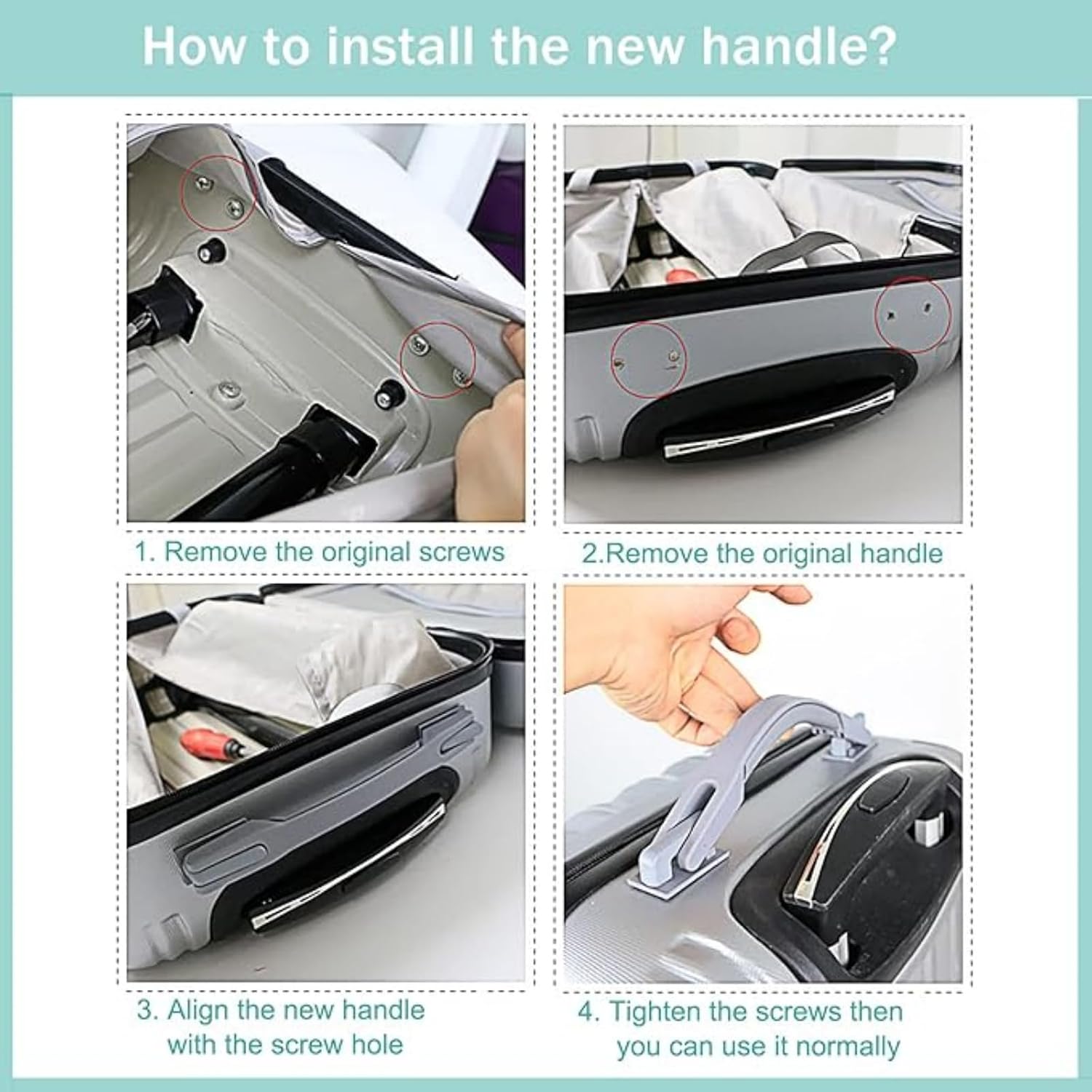 2-Pack Suitcase Handle Replacement - Heavy Duty Universal Replacement Black Handles for Luggage, Ideal Fix for Broken Pull Handle‌