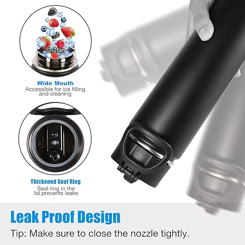 Miniatura 4 de Volhoply Botella de agua aislada de 24 onzas con popote a granel, paquete de 8 botellas de agua de boca ancha de metal con tapa con asa que mantiene