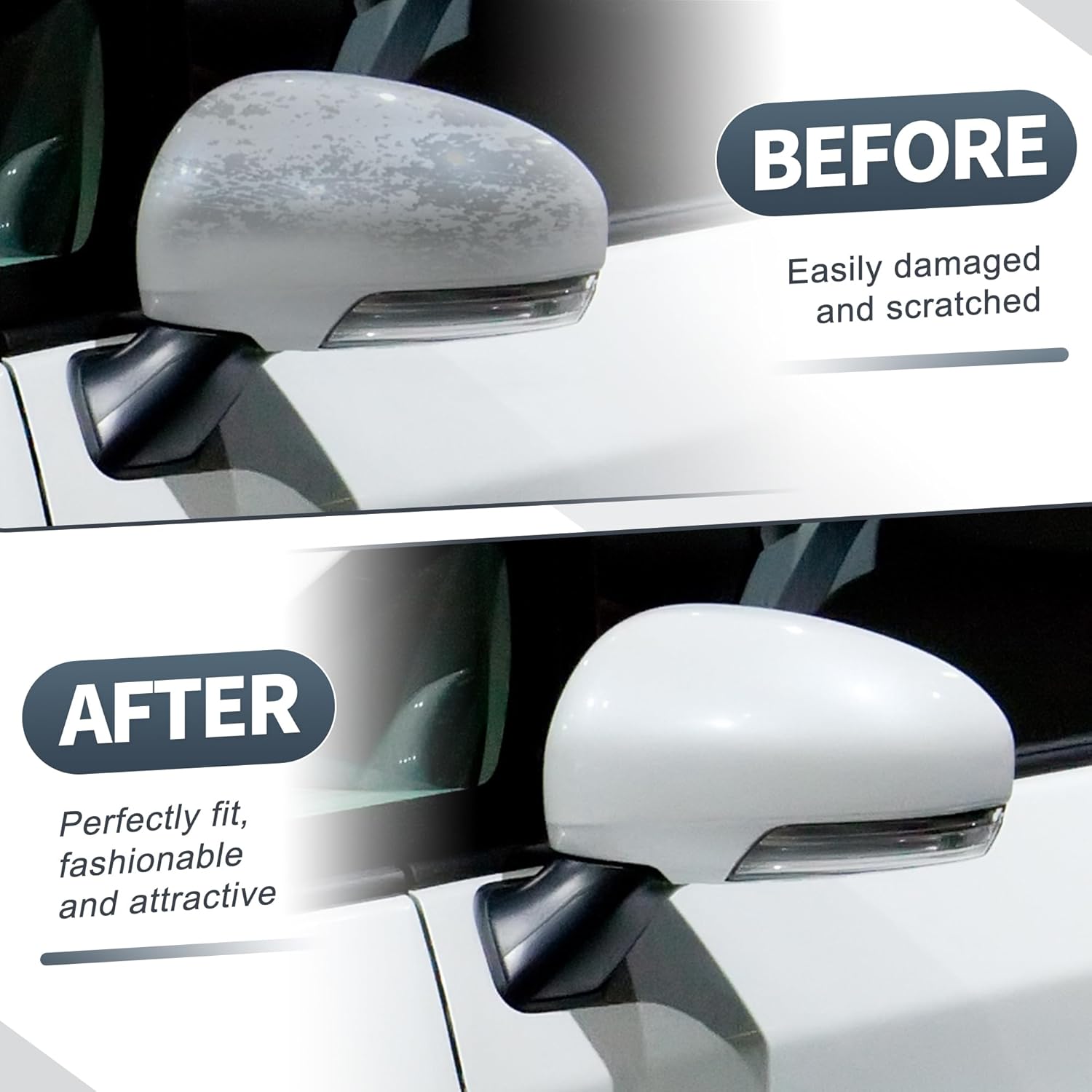 X AUTOHAUX Car Rear View Left Driver Side Mirror Cover Cap Replacement White for Toyota Reiz Prius 2010 2011 2012 Mirror Guard Covers Exterior Decoration Trims