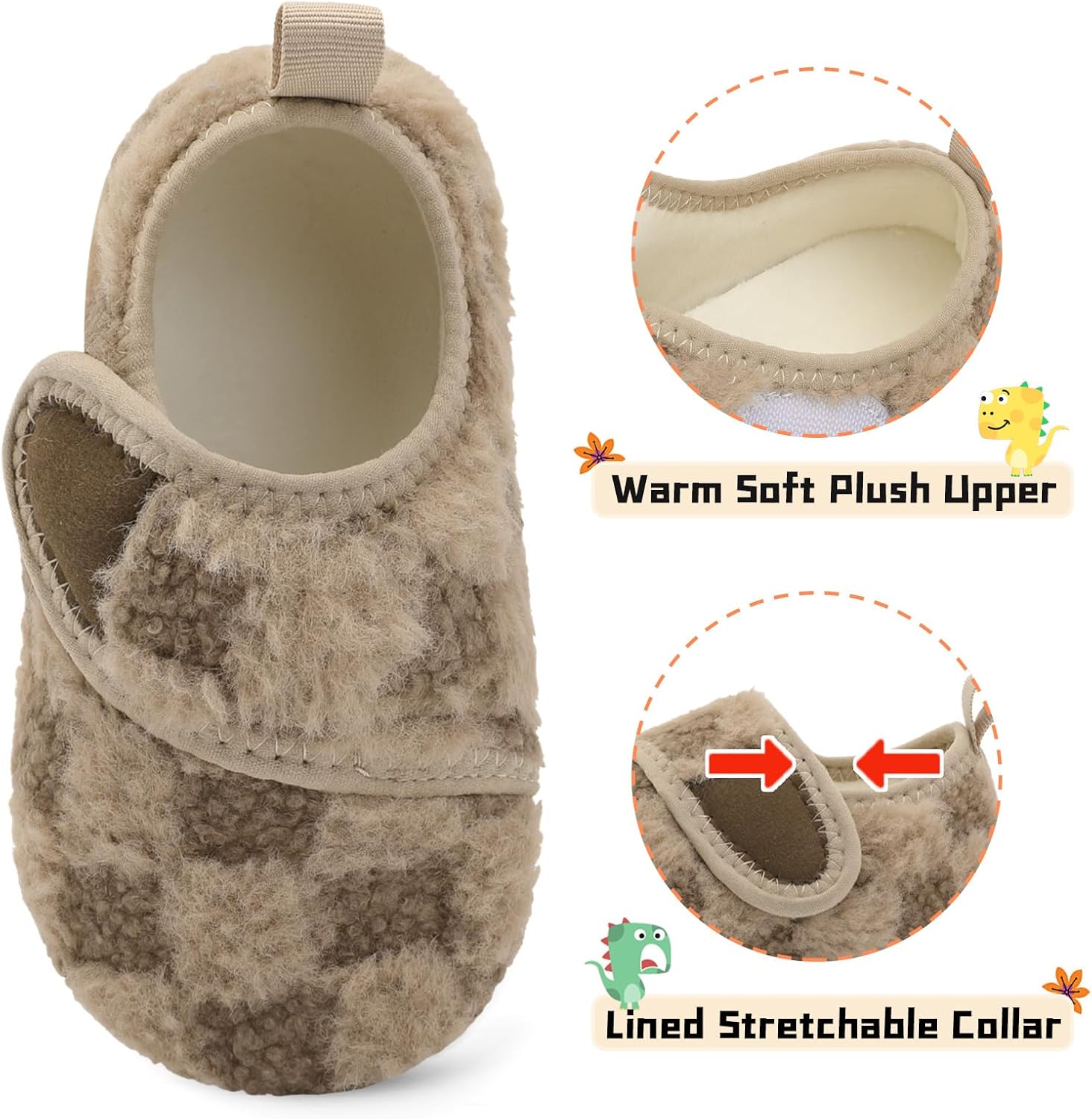 Scurtain Toddler Warm Winter House Slippers Baby Boys Girls Indoor Home Slippers Cozy Lightweight Non-Slip Shoes For Infant Kids Plush Linned - Image 4