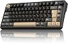RedThunder K75 75% Wireless Mechanical Gaming Keyboard,Creamy Gasket-Mounted,Volume Knob,UK Layout 81 Keys,2.4GBTUSB-C,RGB Underglow Lighting,Hot swappable Fast Apricot Switch for PC Mac(Black Gold)
