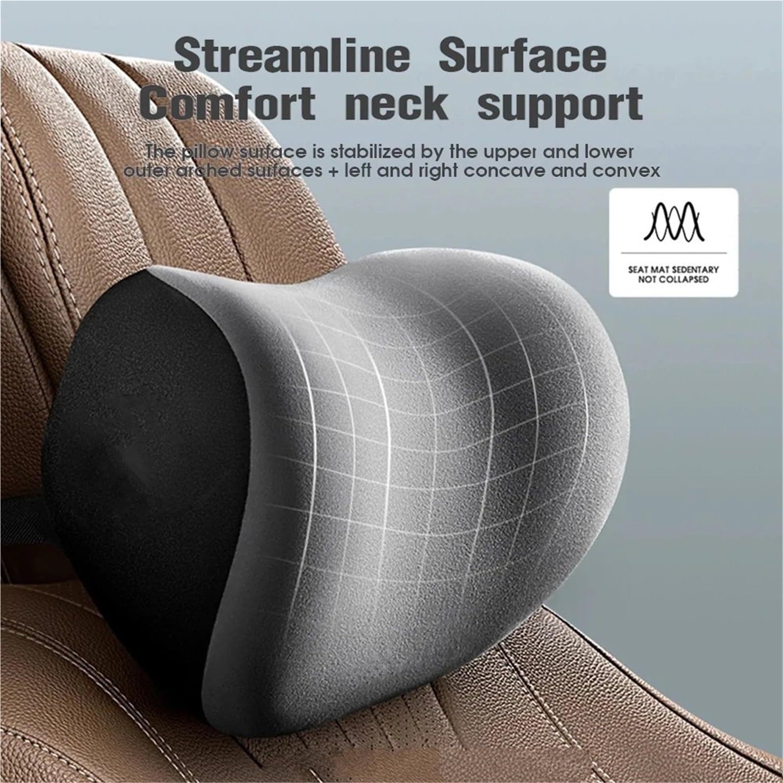 Cervical Reposacabezas Cojín para reposacabezas de Coche, Almohada Soporte Lumbar Espuma viscoelástica, Suave para el Cuello, cómoda para Viajes en casa y Oficina(Brown Suit)