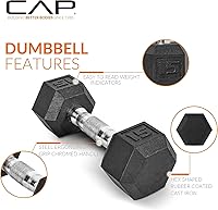 Vista 4 de CAP Barbell Rubber Coated Dumbbell Weight Set with Vertical Rack 100 lb, 150 lb, and 210 lb Options