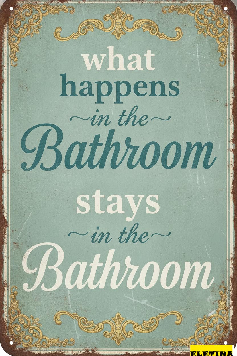 Personalized Sign for Man Cave What Happens In This Bathroom Stays In This Bathroom Funny Metal Tin Wall Decor Bar Home Bedroom Door 8x12inch Private Property Decorative