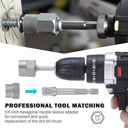 Miniatura 6 de Kit extractor de pernos, juego de 14 piezas de extractor de pernos de impacto y tuercas con adaptador de 38 pulgadas, juego de enchufes extractor de