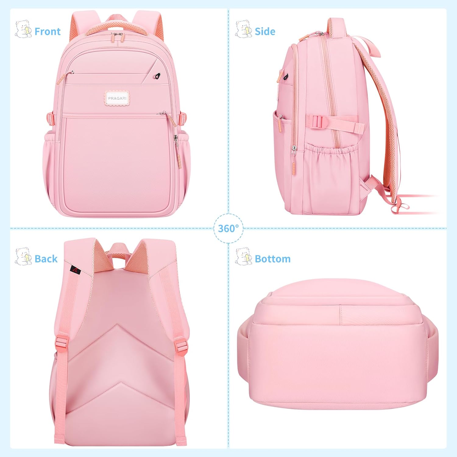 Aesthetic Backpack for School Cute Laptop Pink Backpack Teens Girls Travel Casaul Daypack Lightweight Book Bags - Image 5