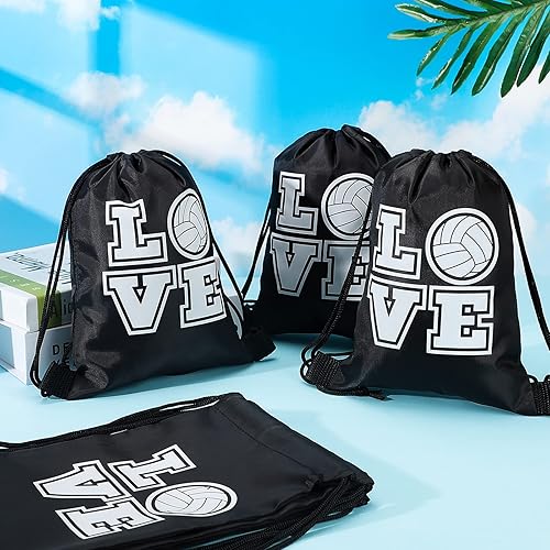 Miniatura 4 de Bolsas con cordón de puerto con cordón, bolsa de caramelos, bolsa de regalo para fiestas deportivas, suministros para fiestas deportivas, Voleibol