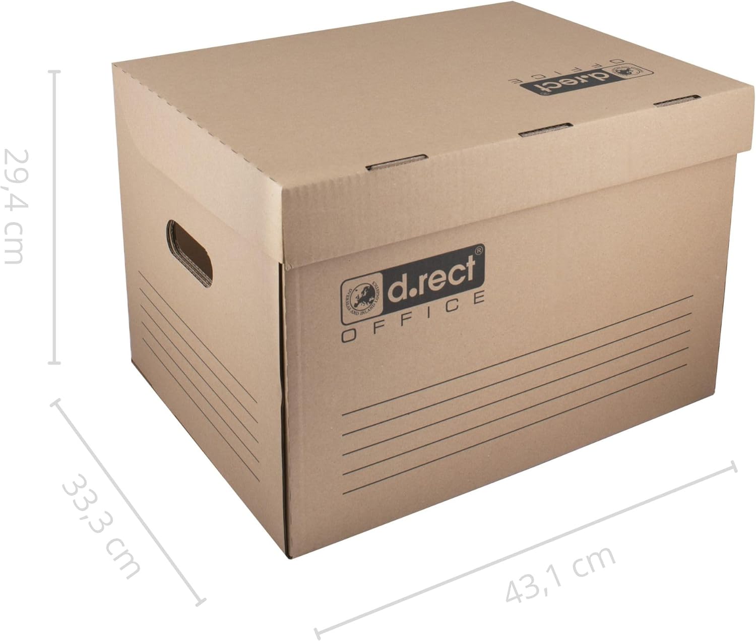 D.RECT KEEP.IT Collection Box 2120 (Set of 6) | Stackable Archive Cardboard HD 420 g/m² | With Integrated Lid | For Folders & Archive Boxes | FSC