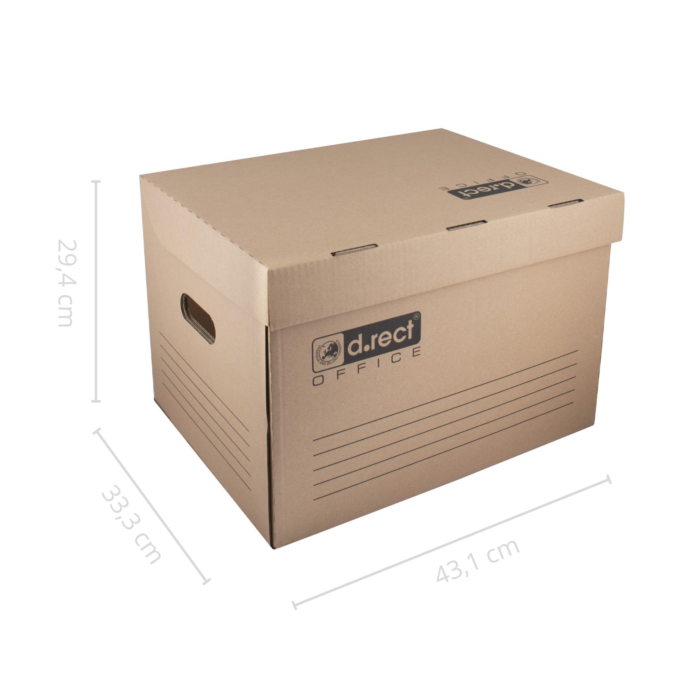 D.RECT KEEP.IT Lot de 6 Boîtes D’archive 2120 Empilables Certifié FSC | vec Couvercle Intégré – Carton Haute Densité 420 g/m² – Pour Classeurs et Boîtes D’archives