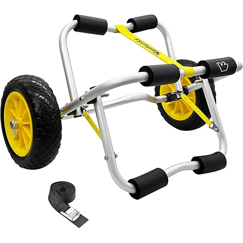 Kayak Cart Dolly Foldable Kayak Trolley Wheels with 10-Inch Airless Tires for Carrier Canoe SUP Paddleboard Transport
