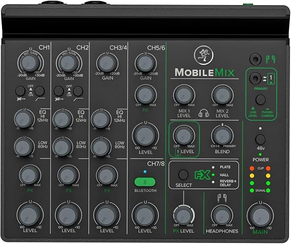 Mackie MobileMix Mobile 8-Channel Analogue Mixer Mixer with Keepdrum Quick Charger