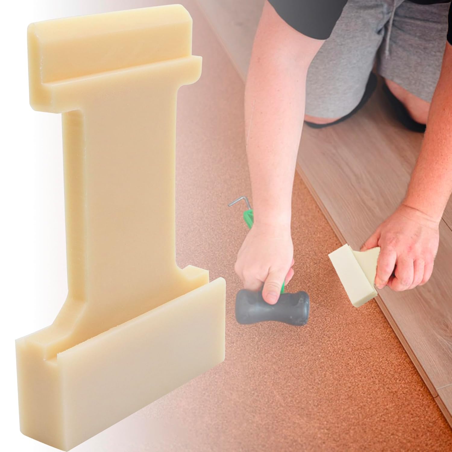 4-in-1 Laminate Flooring Tools – Nylon Tapping Block Kit for Laminate Plank and Wood Flooring Installation, Inclined, Barb, U, V, L Slots