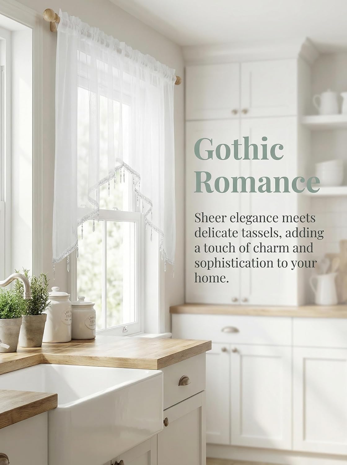 Molaxhome Lace Valances for Windows Swag Sheer Curtain Valance for Kitchen