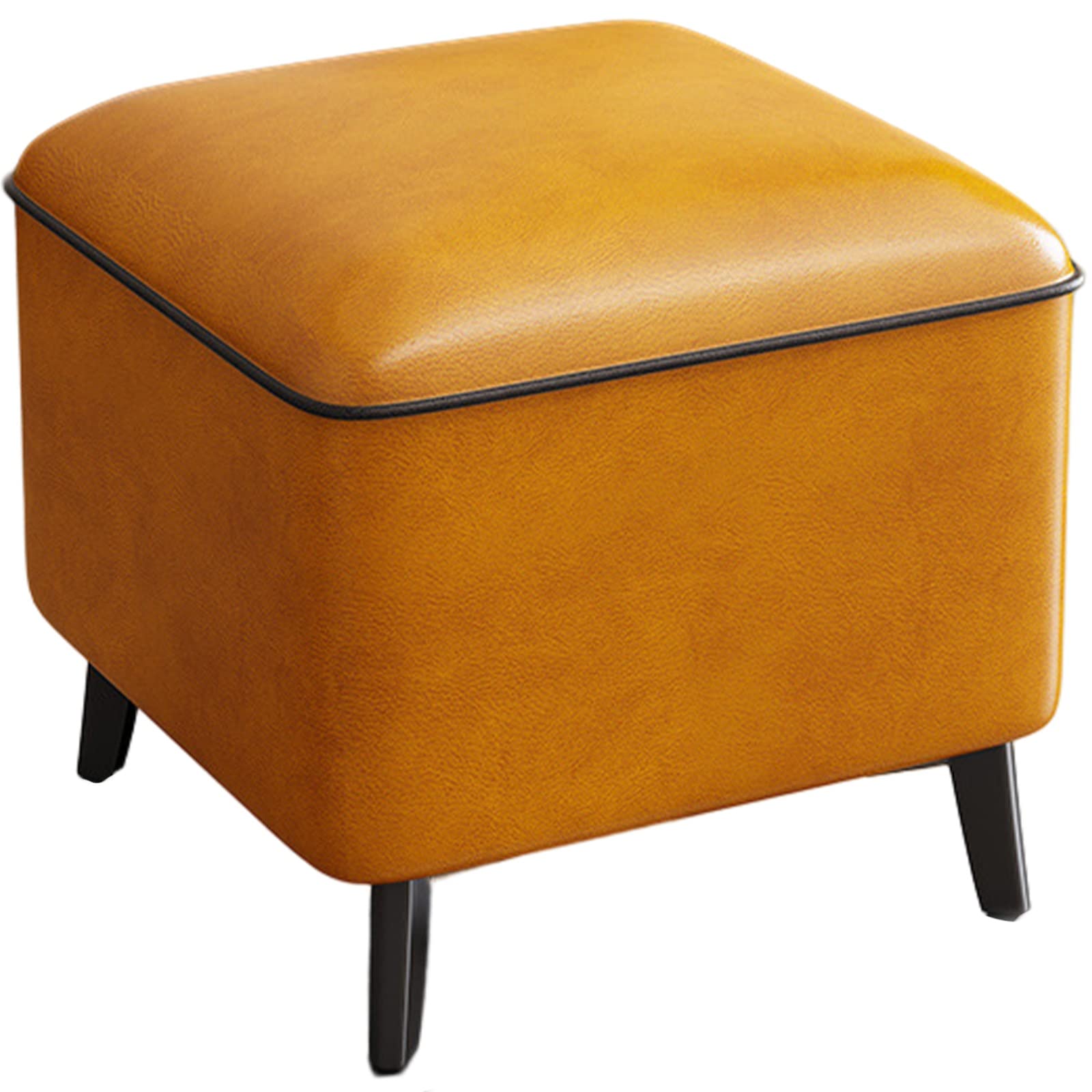 LMMIAOZ Leather Tufted Small Footrest Stool for Bedroom Living Room Office Orange Square Foot Rest Stool with Shoe Change Bench for Entrance Hall