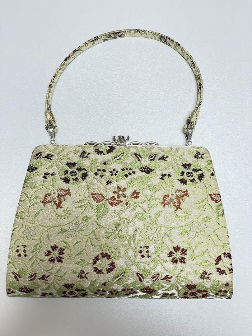 未使用保管品龍村美術織物早雲寺文台裂パーティバッグ銀生産終了