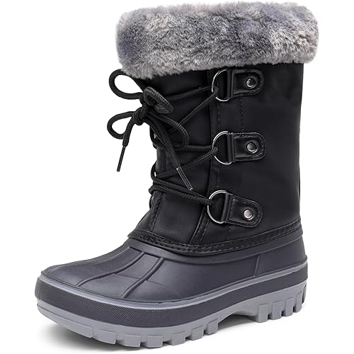 DREAM PAIRS Boys & Girls Faux Fur-Lined Ankle Winter Snow Boots