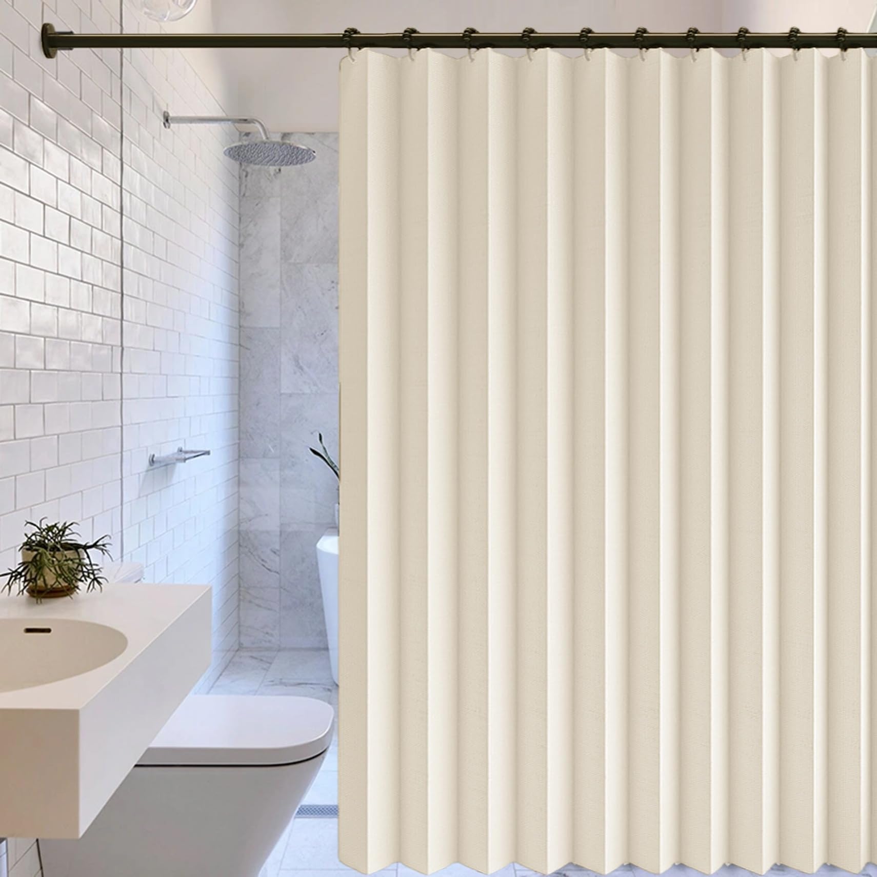 Rideau séparation 142x224 thermique magnétique imperméable oeillets beige fenêtre
