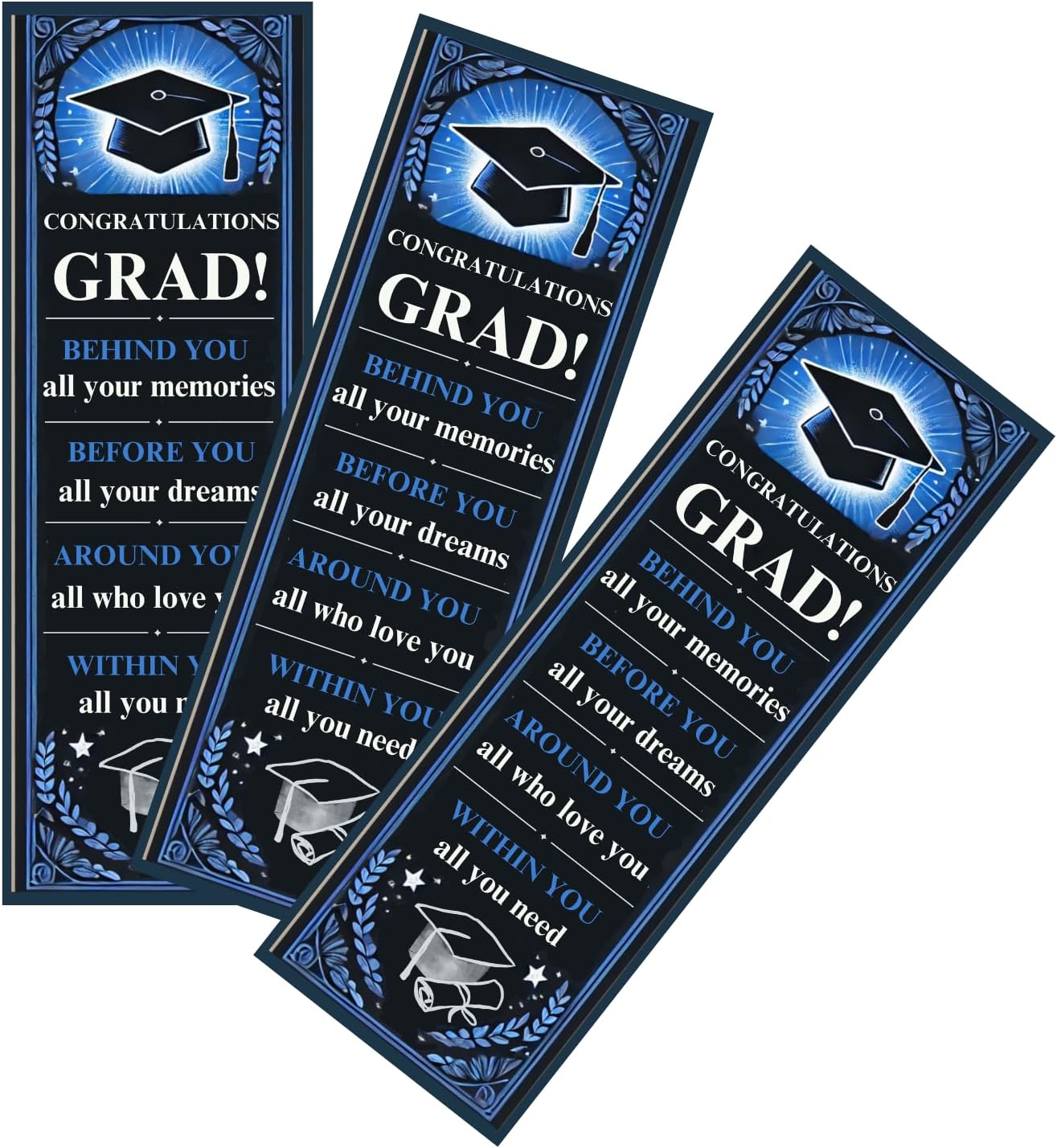 Congrats Congratulations Grad Graduation Bookmarks Glossy Book Marker, Bulk Gifts for Graduates, Seniors, Teachers, Classmates, Premium Glossy Card Stock Made in USA 100 Count