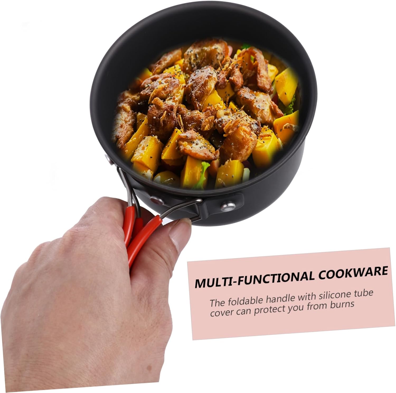 TOYANDONA 1 Set Camping Cooking Kit Portable Utensils for Hiking Picnic Multi Function Outdoor Cookware with Handle Tube Cover for Safe Use