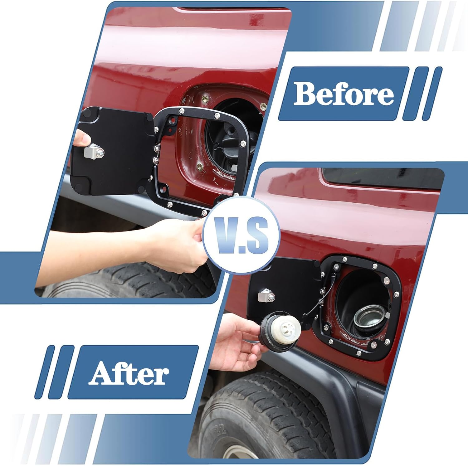 Fuel Tank Cap Replacement Anti-theft Lock Cap Compatible with Toyot @FJ Cruiser 2007-2021 Automotive Fuel Tank Gas Filling Cap Decoration, Gas Tank Door Cap with Lock (Black)