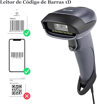 NETUM USB Barcode Scanner with Stand, Wired 1D CCD Scanner for POS - M3S | Handheld Bar Code Reader, Compact 1D CCD scanner for printed labels, book barcodes, retail tags, school assets, and inventory
