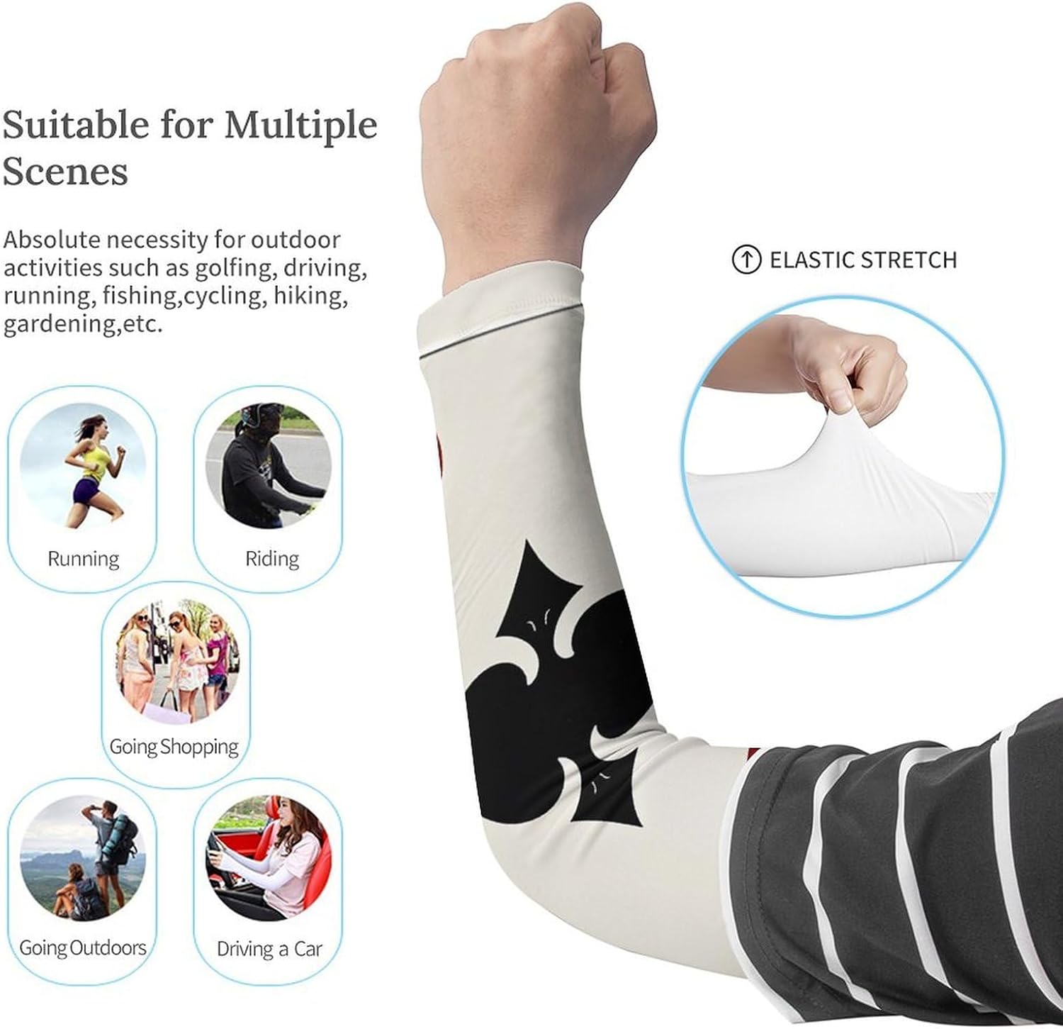 UV Sun Protection Cooling Arm Sleeves XX-Large (xx_l), Compression, Soft | Spades K Poker Arm Covers for Sport, Breathable, Tattoo Cover Up, Portable Arm Brace for Women Men