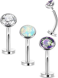 3Pcs 14G Surgical Steel Belly Button Rings for Women Floating Belly Rings Flat Back Belly Piercing Convex Base CZ Navel Rings Curved Barbell Internally Threaded Navel Belly Piercing Jewelry