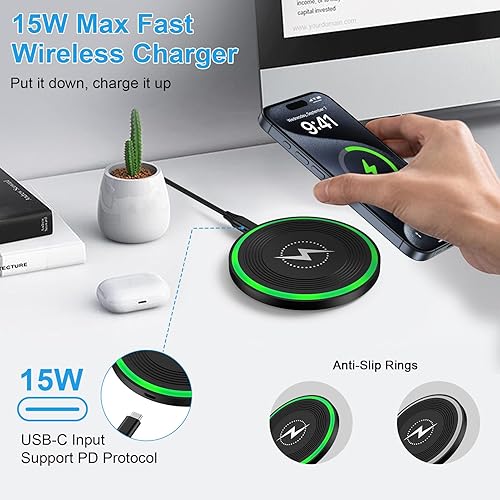 Miniatura 3 de Cargador inalámbrico Android Pixel 10 de 15 W rápido para Google Pixel 1010 Pro10 Pro XL10 Pro Fold9a9 Pro X Fold8a8 Pro, Samsung Galaxy S25