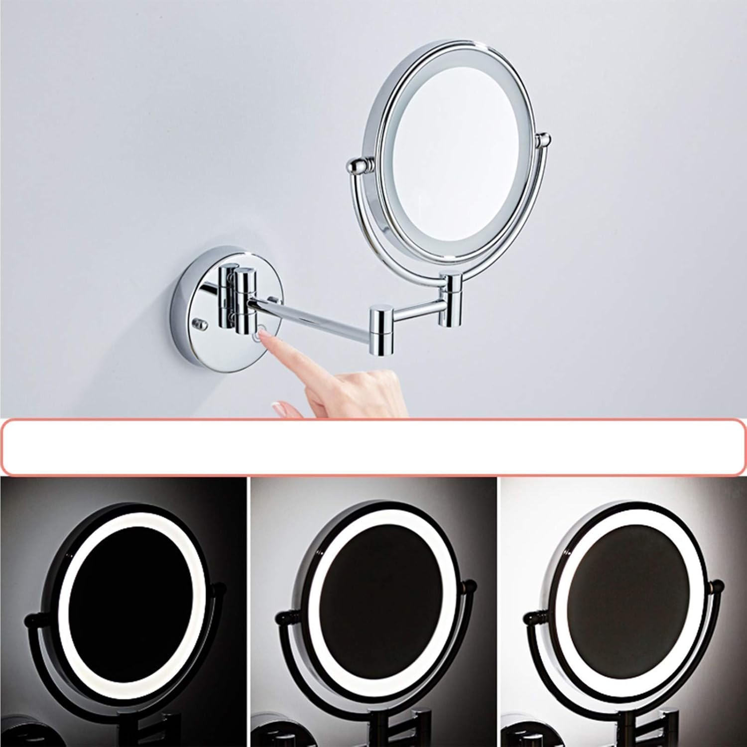 Wall Mounted Makeup Mirror 5X Magnification with Lights 360Swivel and Extendable Vanity Mirror Double Sided Bathroom Mirror Shaving Mirrors for Shower Fog Free - Goldusb Rechargeable