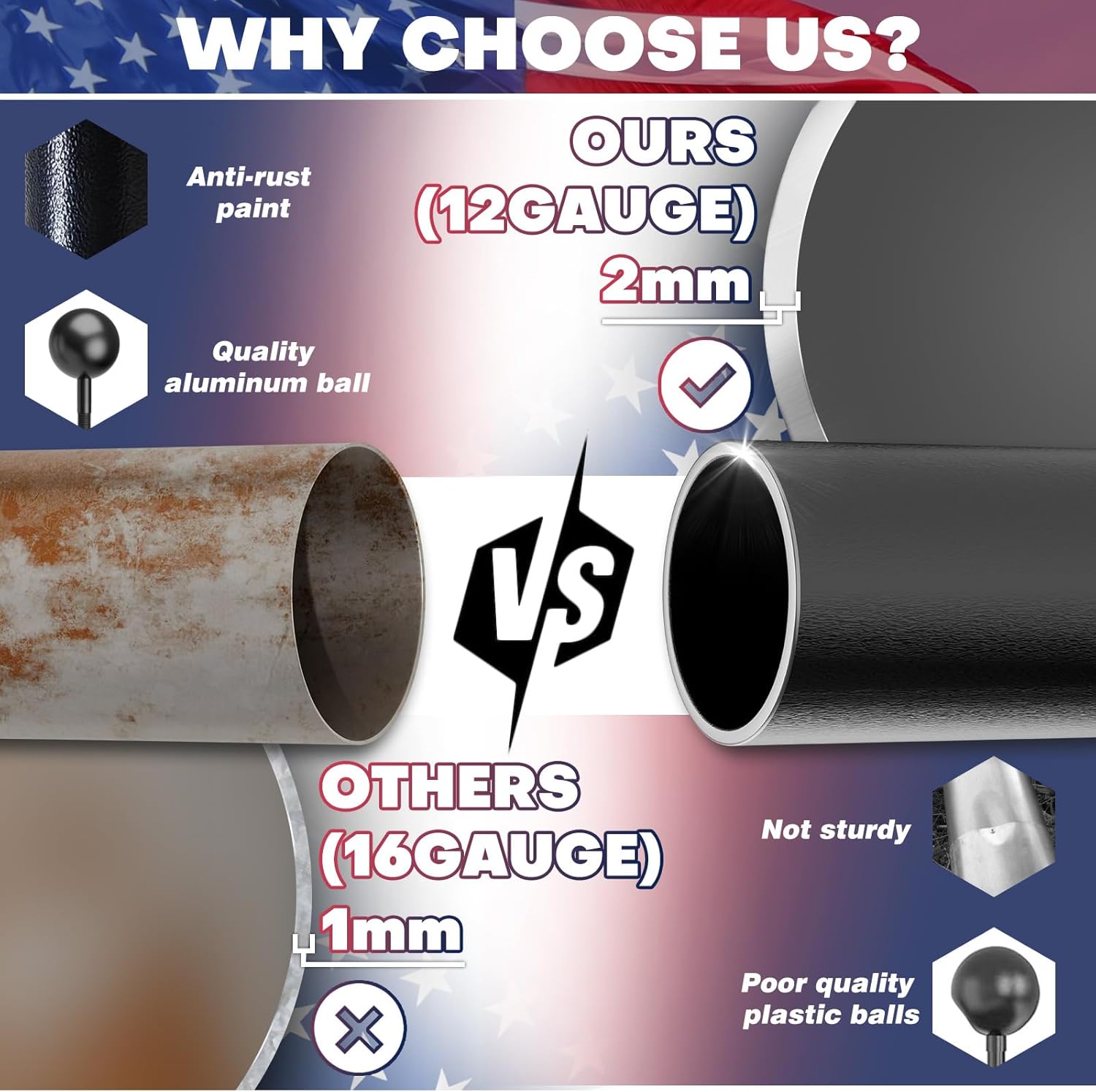 heavy duty flag pole 25 ft 12 gauge extra thick aluminum flag pole holder for outside house outdoor metal flag pole kit 25ft socket type