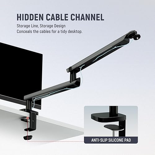 Miniatura 6 de NEEWER Soporte para micrófono, soporte de micrófono amortiguado de perfil bajo, soporte de escritorio con brazo de pluma con cabezal de bola y