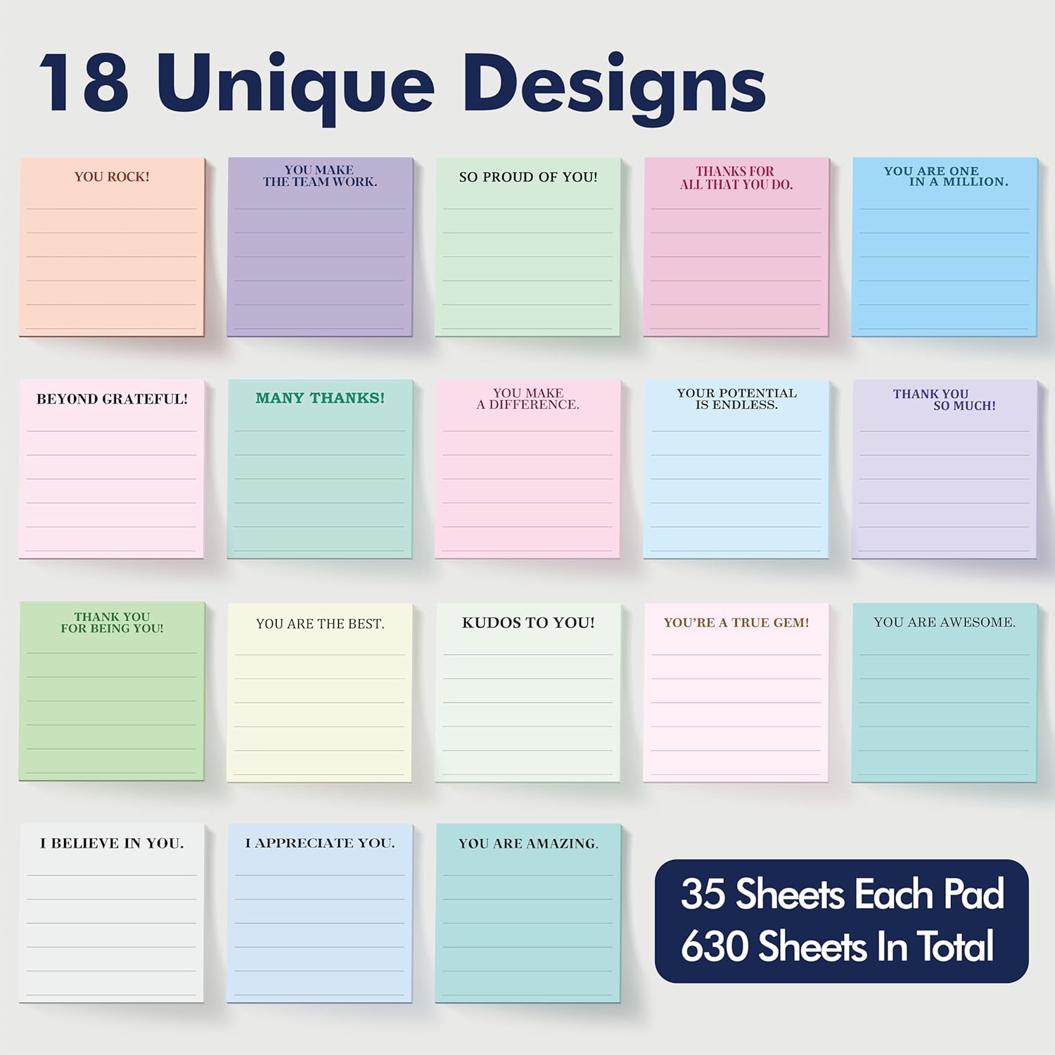 Inspiratal Stiy Notes with Lines, Adhesive Note Pads Motivatal Fun