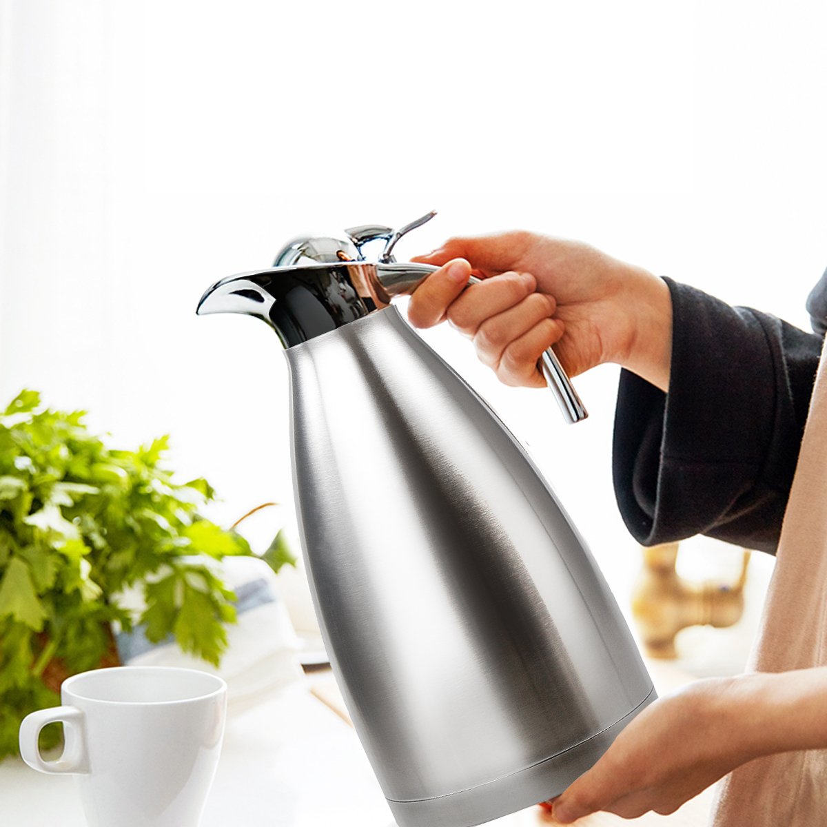 Puersit 2L Vacuum Jug 304 Stainless Steel DoubleWall Vacuum Insulated