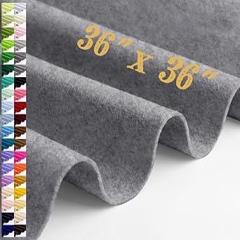 Large Felt Fabric Sheet 36 x 36 Inch, 1.6mm Thick Heather Grey | Soft nonwoven felt with a flexible texture, easy to cut and sew for crafts, costumes, upholstery and DIY projects