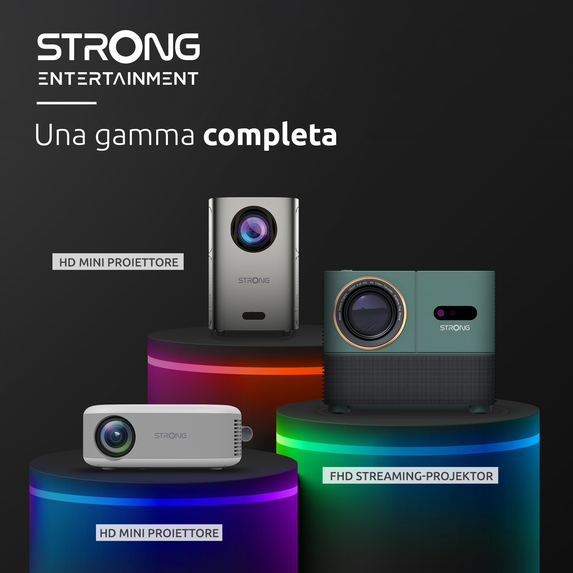 Strong MIRA1 Proiettore 4K Google TV, Auto Focus & Keystone - Verde