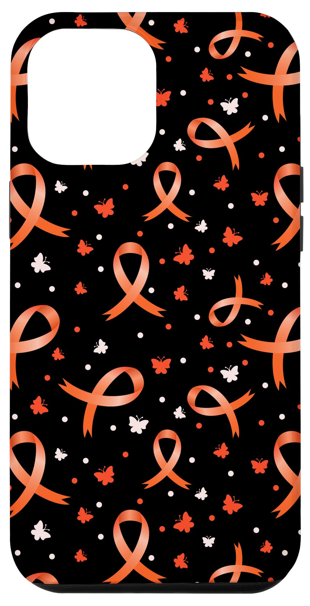Orange Ribbons and Butterflies Pattern Leukemia Awareness Case for iPhone 12 Pro Max